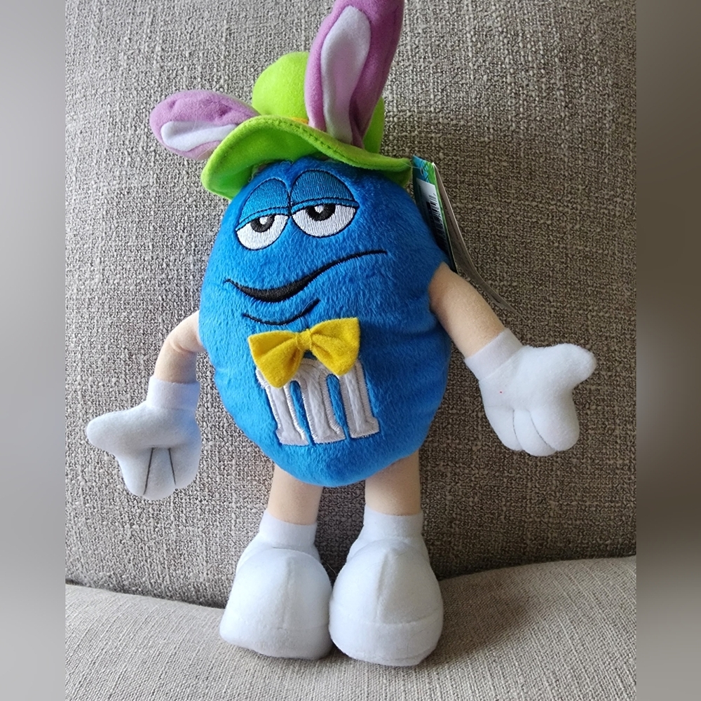Galerie M&Ms Blue Bunny Hat. Easter. Poseable Plush Doll With Tags 9"